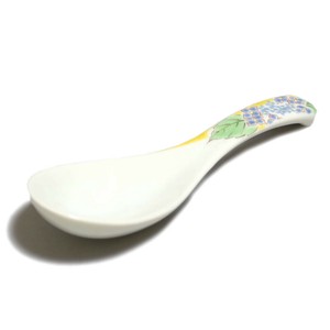 九谷焼 青郊窯レンゲ あじさい 四季の花SK-447（5点/1セット） 日本製 made in Japan