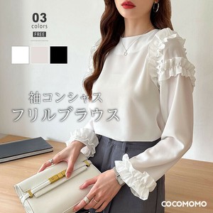 フリルブラウス ショルダーフリル ブラウス オフィスカジュアル オフィス 春服 セレモニー 卒園式