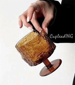 【新色追加】 INSスタイル 樹皮 グラス ハイフット 洗練された コーヒーカップ アイスクリームカップ