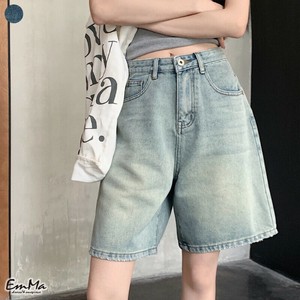 デニムハーフパンツ ワイドレッグ レトロカジュアル 春 夏 【2025新作】EH2741