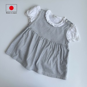 【日本製】綿100％Tシャツ付きチュニック　　 #ブルー縞　78224