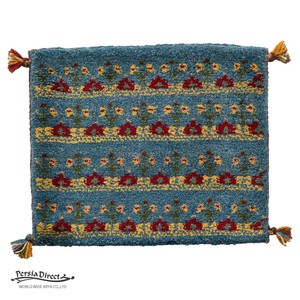 ギャッベ　ペルシャ　イラン　オーガニックウール　絨毯　ラグ　座布団　MS17412_BL　45×38cm