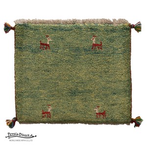 ギャッベ　ペルシャ　イラン　オーガニックウール　絨毯　ラグ　座布団　MS17273_GR　46×39cm