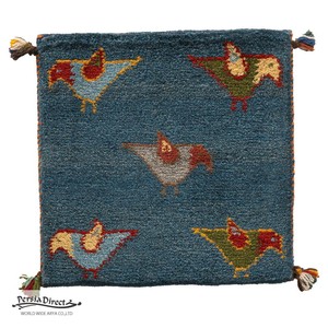 ギャッベ　ペルシャ　イラン　オーガニックウール　絨毯　ラグ　座布団　MS17277_BL　42×42cm