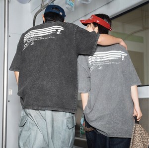 P20946 Tシャツ プリント 字母 半袖 トップス 2025春夏新作 メンズ 男女通用 ペアルック