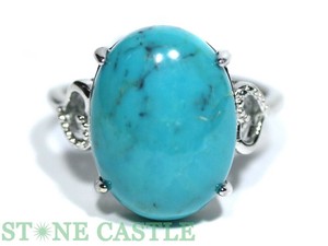 ☆一点物☆【リング】天然ターコイズ オーバル型 (3A) 約12x16mm No.17 【天然石 パワーストーン】