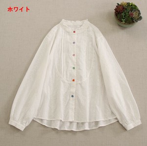 Button Shirt/Blouse Ladies fashion Round Neck