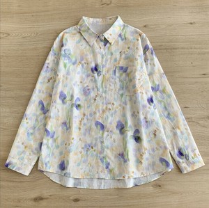 Button Shirt/Blouse Ladies fashion Floral Pattern Summer