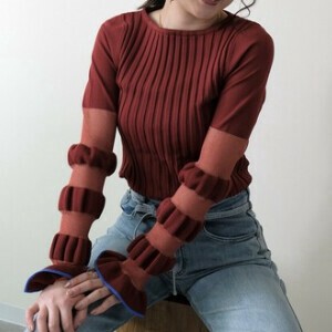 Sweater/Knitwear Sheer Sleeve