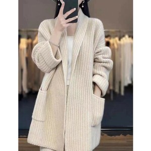 カーディガン ニット 長袖  厚手 コート 秋 無地 ゆったり 快適 レディース ファッション  FG35689#BQ1148