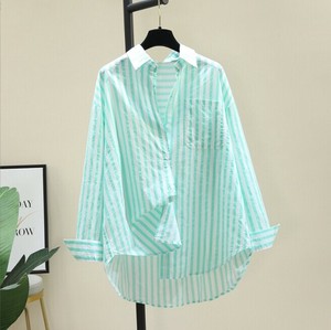 Button Shirt/Blouse Ladies fashion Stripe S/S