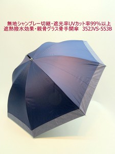 2025春夏新作）晴雨兼用長傘-婦人　無地シャンブレー切継遮光率UVカット率99%以上遮熱撥水効果グラス骨手開