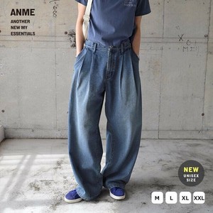 ルーズ デニム タック ワイド パンツ