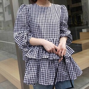 Button Shirt/Blouse Summer Spring Peplum Tiered