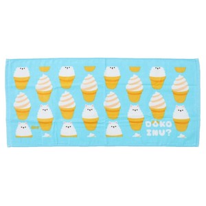 【フェイスタオル】DOKOINU？ プリントロングタオル ドコイヌ ソフトクリーム