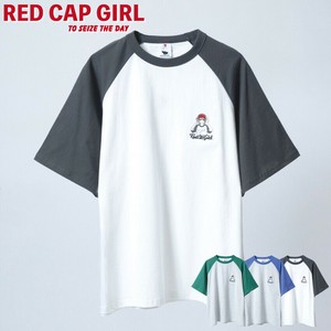 【25SS新作】RED CAP GIRL 20/-天竺 胸刺繍 ラグラン 半袖T-shirt