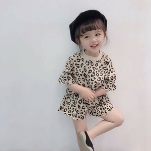 韓国スタイル 3色6サイズ  シャツ パンツ 2点セット 半袖 ヒョウ柄
