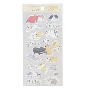 【シール】森山標子 ペーパーシール うさぎさんと音楽 SR-49