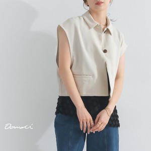 Button Shirt/Blouse Sleeveless Linen Touch