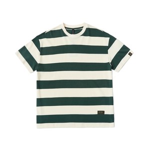 ストライプ Tシャツ  M-XXL   ホワイト/グリーン  PL556