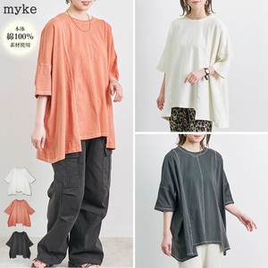ピグメント天竺　配色ステッチ切替えビッグTシャツ SS【2025年新作】