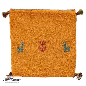 ギャッベ　ペルシャ　イラン　オーガニックウール　絨毯　ラグ　座布団　MS17367_YE　42×43cm