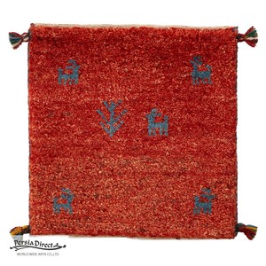 ギャッベ　ペルシャ　イラン　オーガニックウール　絨毯　ラグ　座布団　MS16684_RE　41×41cm