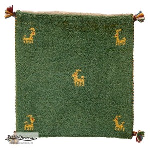 ギャッベ　ペルシャ　イラン　オーガニックウール　絨毯　ラグ　座布団　MS16954_GR　42×40cm
