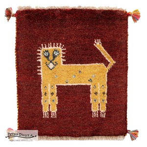 ギャッベ　ペルシャ　イラン　オーガニックウール　絨毯　ラグ　座布団　MS17324_RE　39×43cm