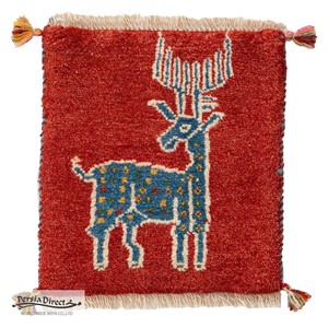ギャッベ　ペルシャ　イラン　オーガニックウール　絨毯　ラグ　座布団　MS16914_RE　37×40cm