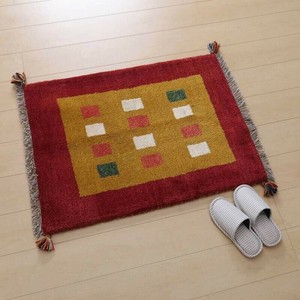 【手織り絨毯】ギャッベ 91×67cm［玄関マット］（BSS-59365）約90cmサイズ