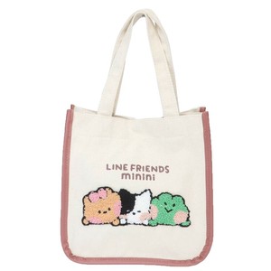 【トートバッグ】LINE FRIENDS minini サガラ刺繍トート BR