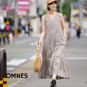 コットンボイルノースリーブティアードワンピース 春夏