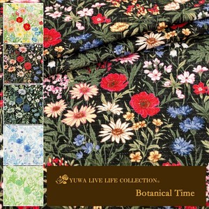 有輪商店 YUWA  ミューファンダブルガーゼ ”Botanical Time”[B:Black×Red]/ 全5色 / 生地 布 / MF919614