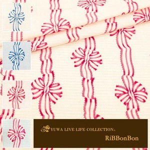 有輪商店 YUWA  ミューファンダブルガーゼ ”RiBBonBon” [C:White×Red] / 全4色 / 生地 布 / MF919615