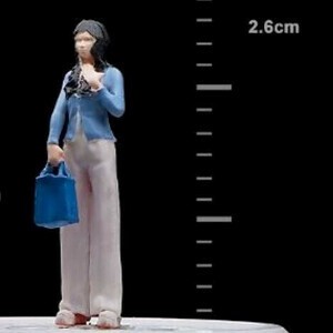 収蔵家 1/64 バッグを持つ女性 ブルー フィギュア/ミニチュア/人形