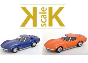 KKscale 1/18 シボレー コルベット C3 1972 ブルーメタリック ミニカー