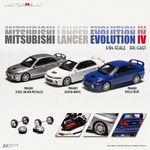 【予約】モーターヘリックス 1/64 三菱 Lancer Evolution IV STEEL SILVER METALLIC ミニカー
