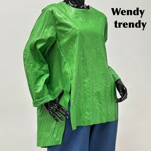 SALE 1点限り【イタリア製】光沢シワ加工 前後丈違いデザイン 合皮トップス Wt