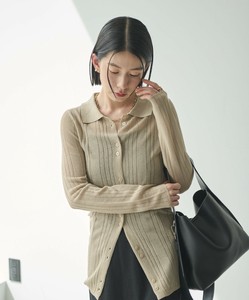Sweater/Knitwear Ribbed Knit Cardigan Sweater Lame