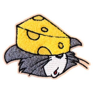 8月下旬入荷　トムとジェリー モコモコ刺繍ステッカー　チーズ／トム