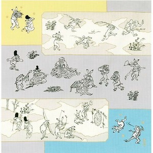 和服袋 蓝色 青蛙 兔子 棉 有机 50 x 50cm