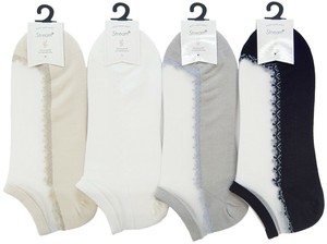 【春夏新作】婦人縁レース柄シアースニーカー丈ソックス