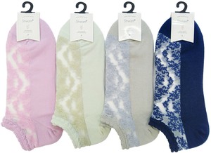 【春夏新作】婦人ダマスク柄シアースニーカー丈ソックス