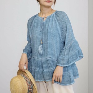 ラウンドネックフリル7分袖カットソーchouchou(シュシュ）2025新作春夏ss