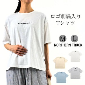 2025春夏ロゴ 刺繍入り Tシャツ 半袖 カットソー プルオーバー 無地 ロゴ刺繍 ノーザン nt-nbce5140