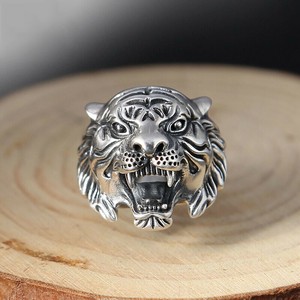 虎　リング 指輪　 リング フリーサイズ　シルバー925メッキ S925 リング　シルバー925 リング　メンズ