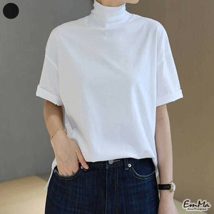 ハイネック半袖Tシャツ きれいめ カジュアル 夏 無地 【2025新作】EH1737