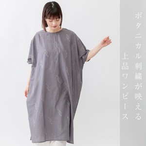 【2025SS新作】60キャンブリック半袖刺繍ワンピース　刺繍　ワンピース　綿