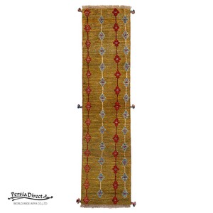 ギャッベ　ペルシャ　イラン　オーガニックウール　絨毯　細長いサイズLL (約50×200cm）G1380　50×197cm